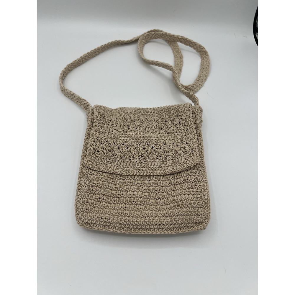 New Cream Crochet Crossbody Bag Handmade Boho Woven Shoulder Purse Cream